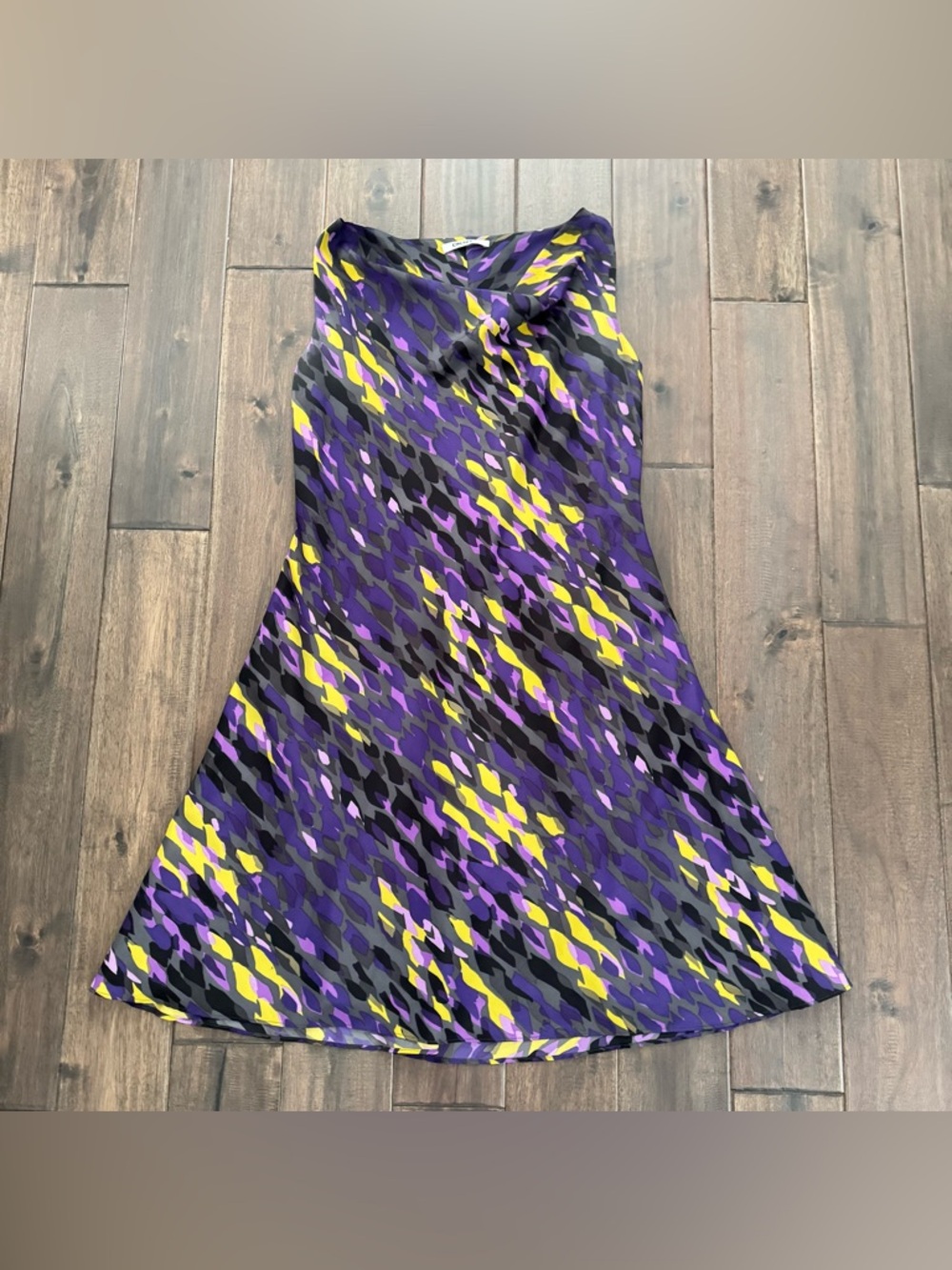 DKNYC Purple & Yellow Abstract Sleeveless Dress